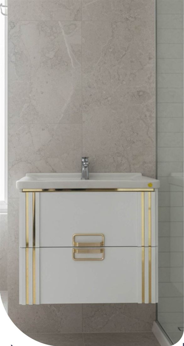 وحدة حمام DIORA كود D312-60 لون ابيض × ذهبي استربات