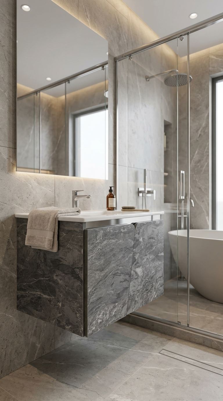 CRYSTAL bathroom unit, code C745-75, Dark grey marble
