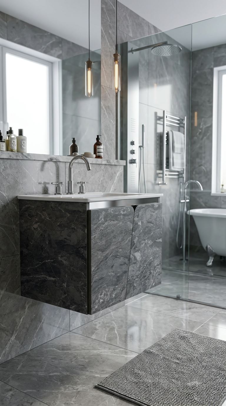 CRYSTAL bathroom unit, code C745-75, Dark grey marble