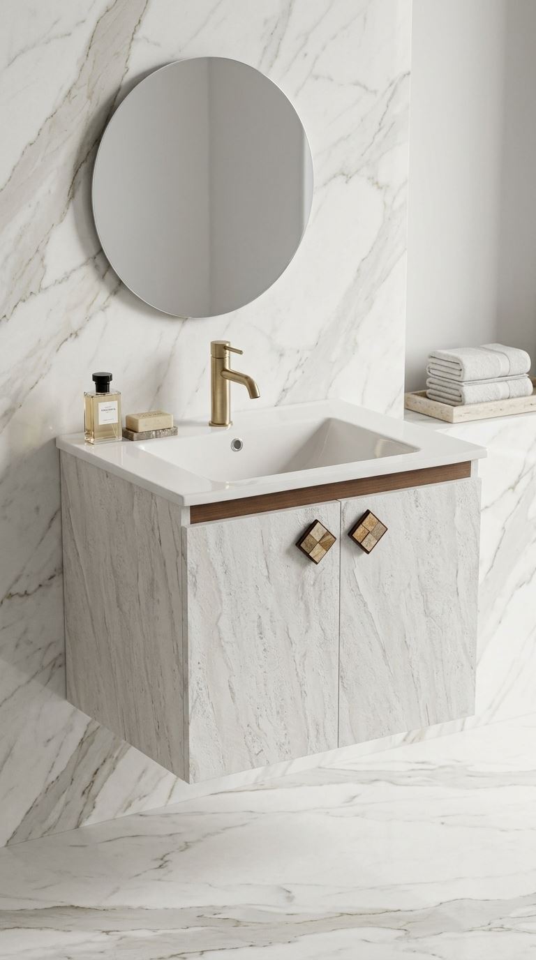 وحدة حمام CRYSTAL كود C848-85 لون رخام بيج × بني